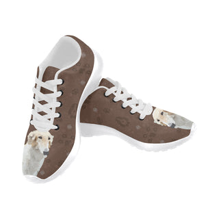 Borzoi Dog White Sneakers for Men - TeeAmazing