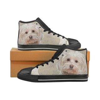 Maltese Lover Black High Top Canvas Women's Shoes/Large Size - TeeAmazing