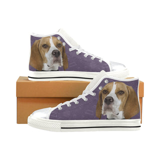 English Pointer Dog White High Top Canvas Women's Shoes/Large Size - TeeAmazing