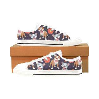 Pit bull Flower White Men's Classic Canvas Shoes/Large Size - TeeAmazing