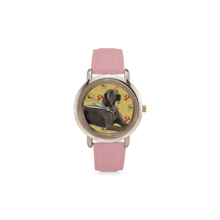 Weimaraner Women's Rose Gold Leather Strap Watch - TeeAmazing