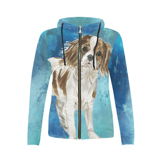 Cavalier King Charles Spaniel Water Colour No.1 All Over Print Full Zip Hoodie for Women - TeeAmazing