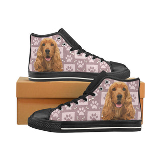 American Cocker Spaniel Black Men’s Classic High Top Canvas Shoes /Large Size - TeeAmazing