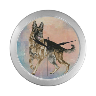 German Shepherd Water Colour No.1 Silver Color Wall Clock - TeeAmazing
