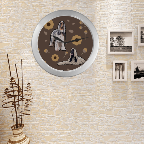 Afghan Hound Flower Silver Color Wall Clock - TeeAmazing