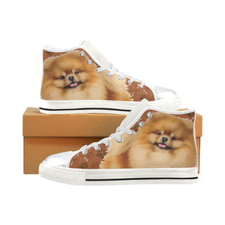 Pomeranian Dog White High Top Canvas Shoes for Kid - TeeAmazing