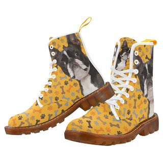 Boston Terrier White Boots For Women - TeeAmazing