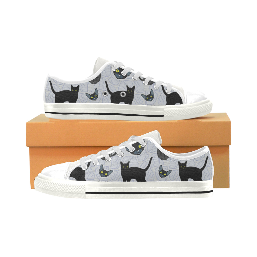 Bombay cat White Low Top Canvas Shoes for Kid - TeeAmazing
