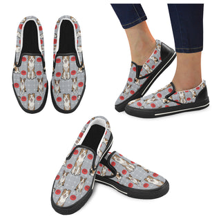 Australian shepherd Pattern Black Women's Slip-on Canvas Shoes/Large Size (Model 019) - TeeAmazing