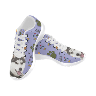 Siberian Husky Dog White Sneakers for Men - TeeAmazing