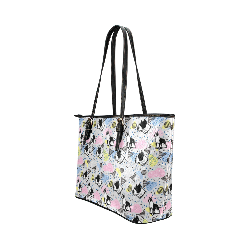 American Staffordshire Terrier Pattern Leather Tote Bag/Small - TeeAmazing