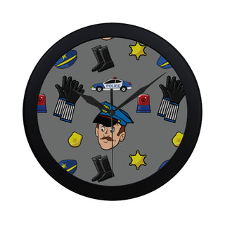 Cop Pattern Black Circular Plastic Wall clock - TeeAmazing