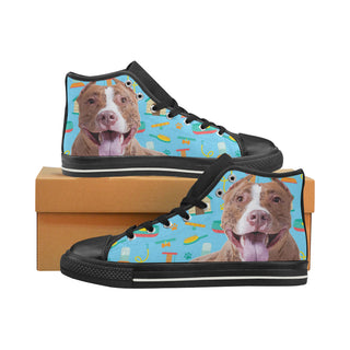 Pit bull Black High Top Canvas Shoes for Kid - TeeAmazing