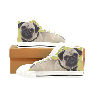 Pug White Men’s Classic High Top Canvas Shoes /Large Size - TeeAmazing