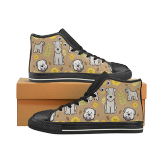 Soft Coated Wheaten Terrier Flower Black Men’s Classic High Top Canvas Shoes - TeeAmazing
