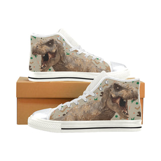 T-Rex White High Top Canvas Shoes for Kid - TeeAmazing