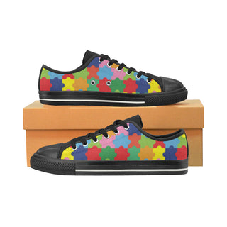 Autism Black Low Top Canvas Shoes for Kid - TeeAmazing
