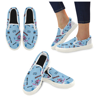 Snowboarding Pattern White Women's Slip-on Canvas Shoes - TeeAmazing