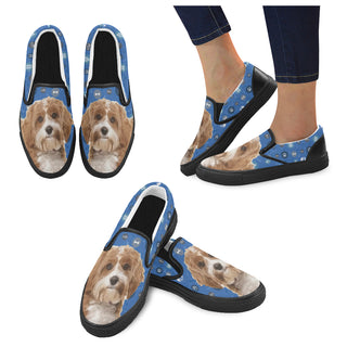Cavapoo Dog Black Women's Slip-on Canvas Shoes - TeeAmazing
