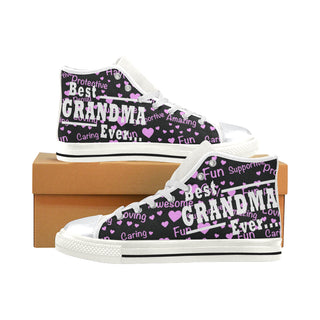 Best Grandma Ever White High Top Canvas Women's Shoes/Large Size - TeeAmazing