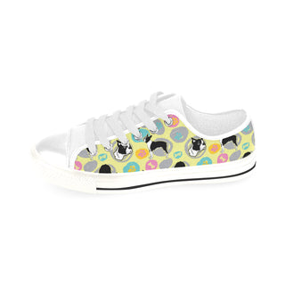 Boston Terrier Pattern White Men's Classic Canvas Shoes/Large Size - TeeAmazing