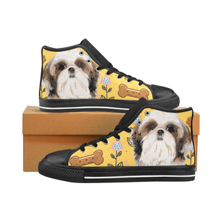 Shih Tzu Dog Black Men’s Classic High Top Canvas Shoes /Large Size - TeeAmazing