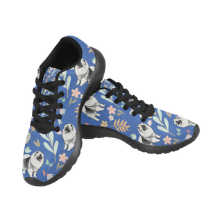 Keeshound Flower Black Sneakers for Men - TeeAmazing