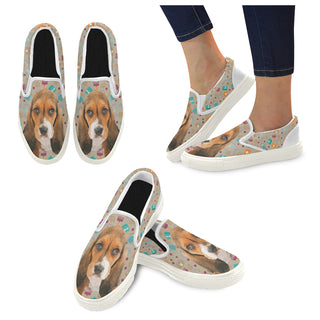 Basset Hound White Women's Slip-on Canvas Shoes - TeeAmazing