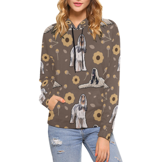 Afghan Hound Flower All Over Print Hoodie for Women (USA Size) (Model H13) - TeeAmazing