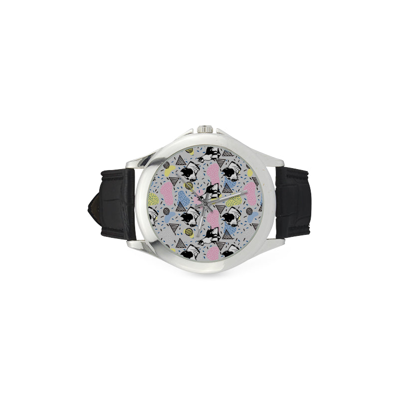 American Staffordshire Terrier Pattern Women's Classic Leather Strap Watch - TeeAmazing