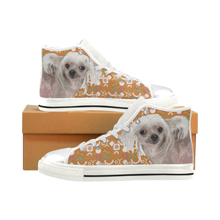 Cute Chinese Crested White High Top Canvas Women's Shoes/Large Size - TeeAmazing