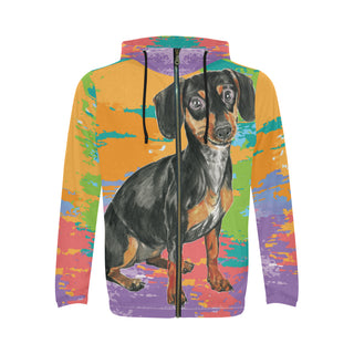 Dachshund Water Colour No.2 All Over Print Full Zip Hoodie for Men - TeeAmazing