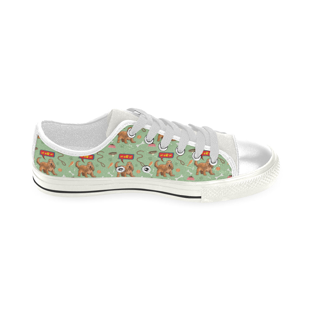 American Cocker Spaniel Pattern White Low Top Canvas Shoes for Kid - TeeAmazing