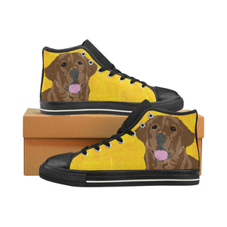 Chocolate Labrador Black High Top Canvas Women's Shoes/Large Size - TeeAmazing