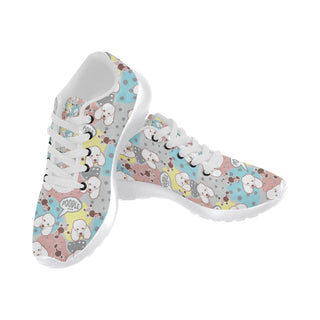 Poodle Pattern White Sneakers for Women - TeeAmazing