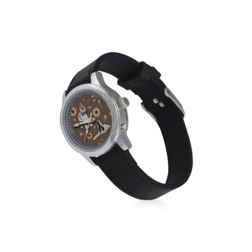 Afghan Hound Flower Kid's Stainless Steel Leather Strap Watch - TeeAmazing