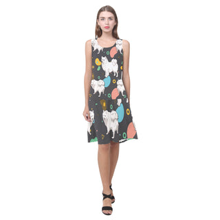 Samoyed Sleeveless Splicing Shift Dress - TeeAmazing