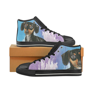 Dachshund Water Colour No.1 Black High Top Canvas Women's Shoes/Large Size - TeeAmazing