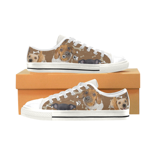 Chiweenie Pattern White Low Top Canvas Shoes for Kid (Model 018) - TeeAmazing