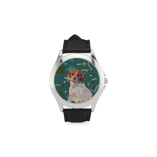 Brittany Spaniel Dog Women's Classic Leather Strap Watch - TeeAmazing