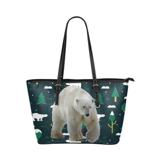 Polar Bear Leather Tote Bag/Small - TeeAmazing
