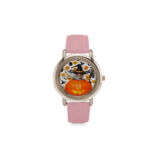 Jack Russell Halloween Women's Rose Gold Leather Strap Watch - TeeAmazing
