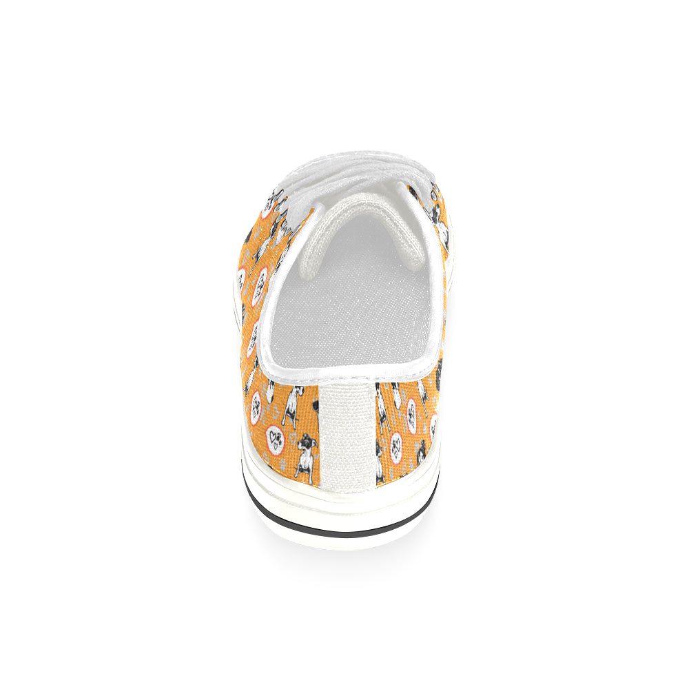 Jack Russell Terrier Pattern White Canvas Women's Shoes/Large Size - TeeAmazing
