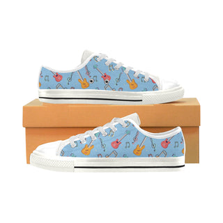 Bass Pattern White Low Top Canvas Shoes for Kid - TeeAmazing