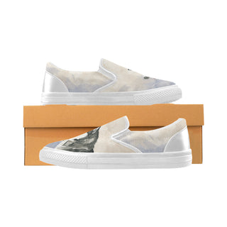 Alaskan Malamute Water Colour White Women's Slip-on Canvas Shoes - TeeAmazing