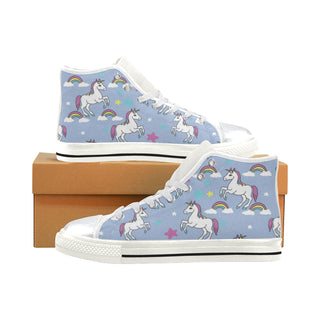 Unicorn Pattern White High Top Canvas Shoes for Kid - TeeAmazing