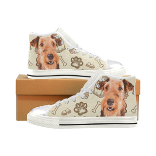Airedale Terrier White Women's Classic High Top Canvas Shoes - TeeAmazing