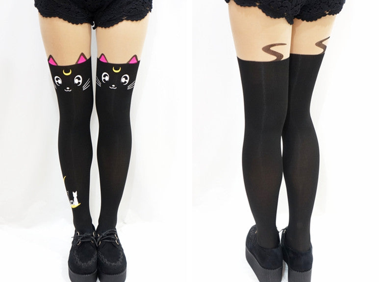 Sailor Moon cosplay costume Crystal Luna Kitty Cute Pantyhose Women Panty Stocking Tights - TeeAmazing