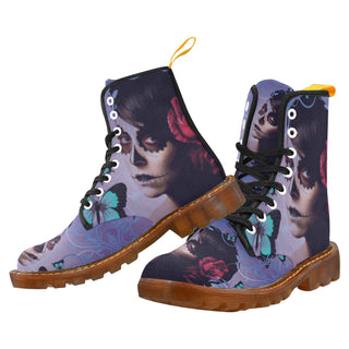 Sugar Skull Candy Black Boots For Men - TeeAmazing