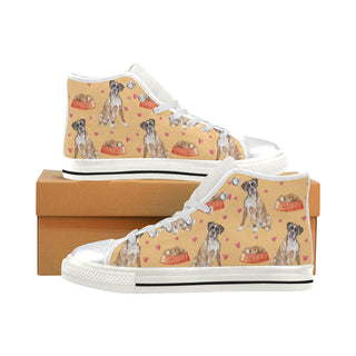 Boxer Water Colour Pattern No.1 White Women's Classic High Top Canvas Shoes - TeeAmazing